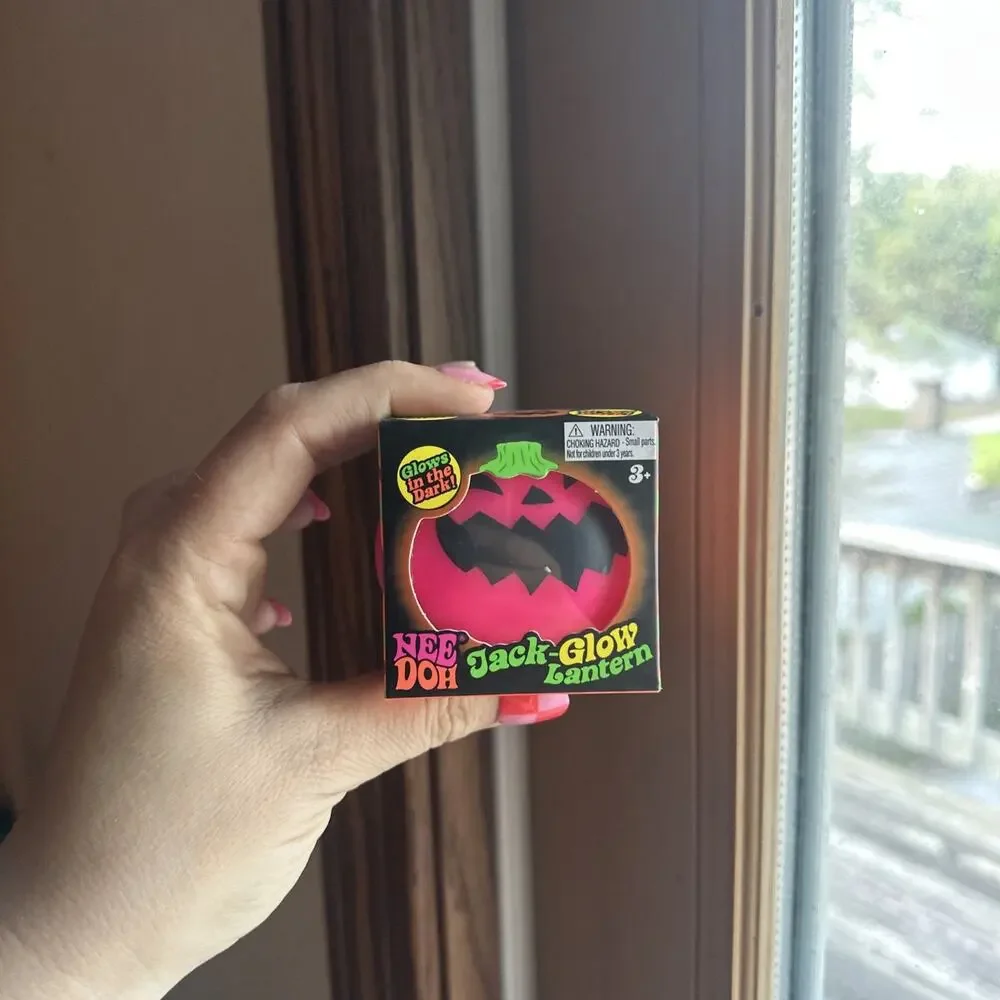 Needoh Jack-Glow Lantern Pink Glow In The Dark Halloween Authentic Schylling